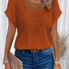 T-shirt a maniche corte taglie forti con patchwork di pizzo traforato, sito indipendente, transfrontaliero