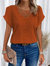 T-shirt a maniche corte taglie forti con patchwork di pizzo traforato, sito indipendente, transfrontaliero
