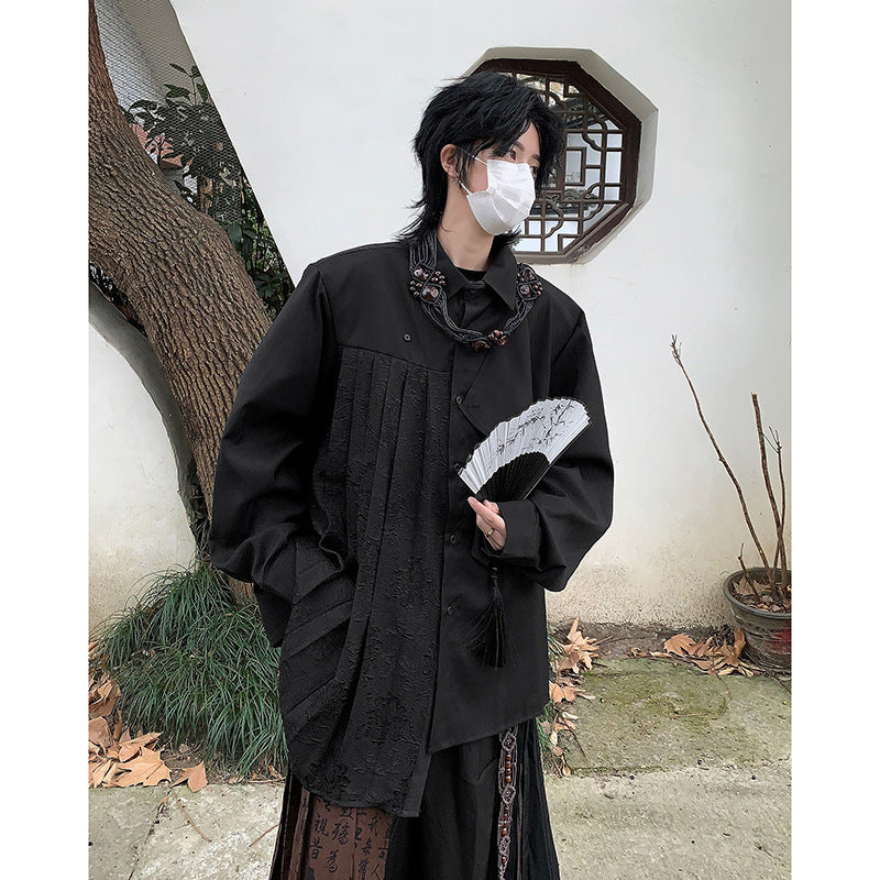 Spring Men's Design Pleated Shirt