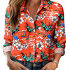 Womens 3D-printed Floral Loose-fit Blouse
