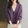 Colorized Sweater V-neck Knitted Jacket Women's Single-breasted Loose