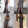Donne Sexy Scollo a V Senza Spalline Paillettes Ma