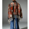 European And American Camel Tassel Plaid Shawl