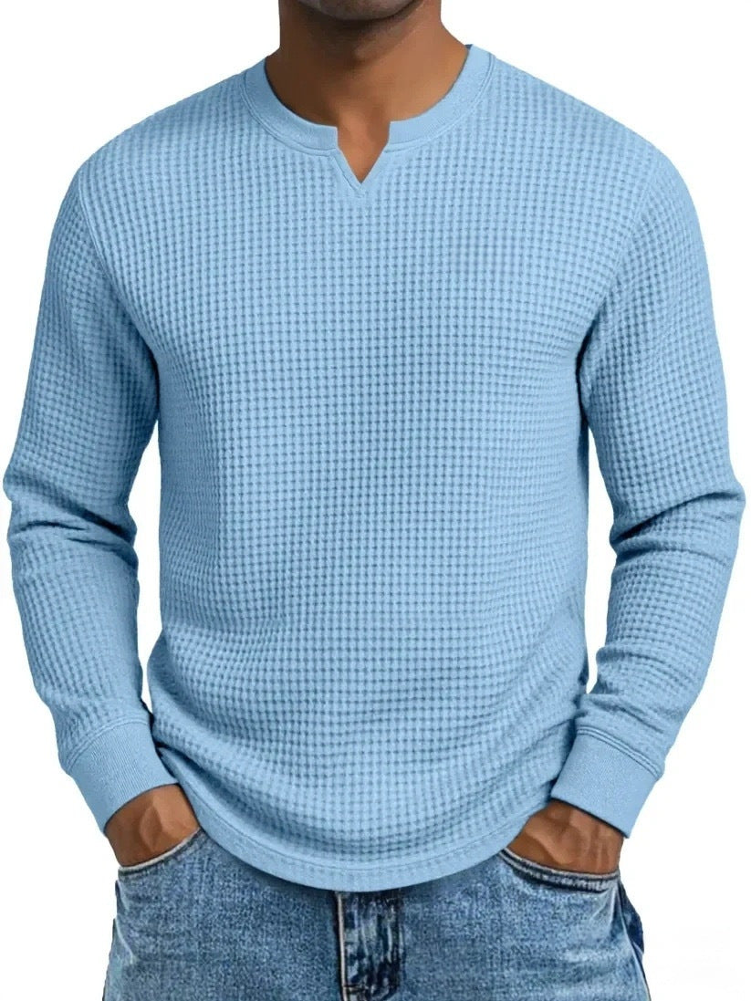Men's Slim-fit Casual Long-sleeve V-neck Top