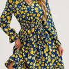 Womens Floral Patchwork Long Sleeve Dress