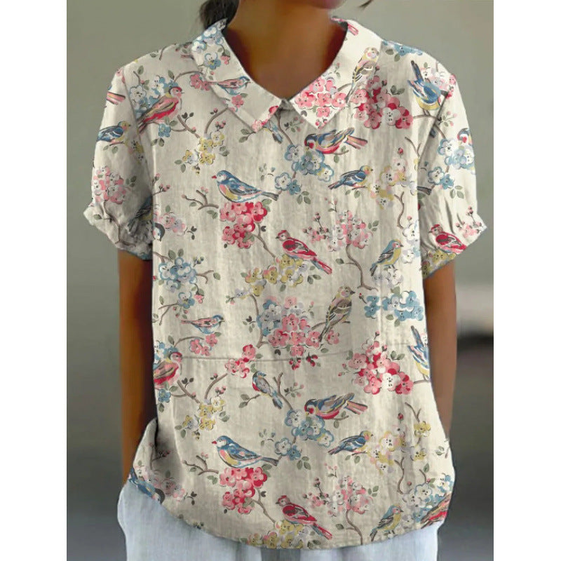 Pullover da donna a maniche corte stampato