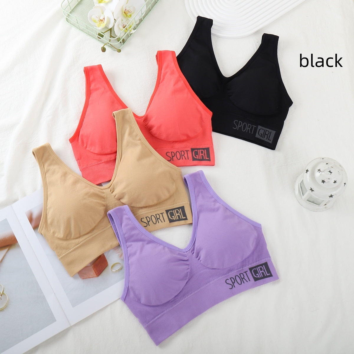 Canotta Yoga Sport Intimo Donna Corsa Push Up Senza Anello in Acciaio