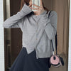 Gray Knitted Cardigan Women's Autumn Outerwear High-grade Sweater Coat