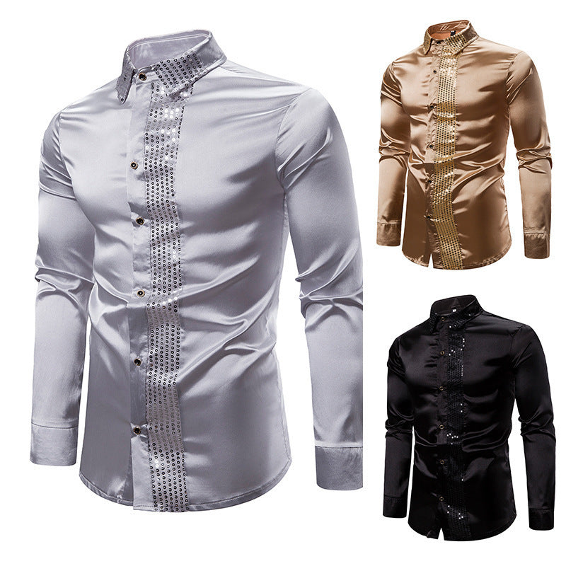 Host Ceremony Men's Lapel Long Sleeve Shirt