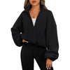 Women's Solid Color With Fur Sports Zipper Coat