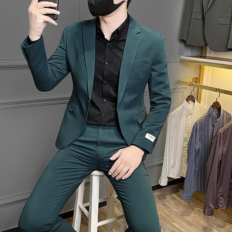Abito da uomo in stile coreano, slim fit, per affari o casual
