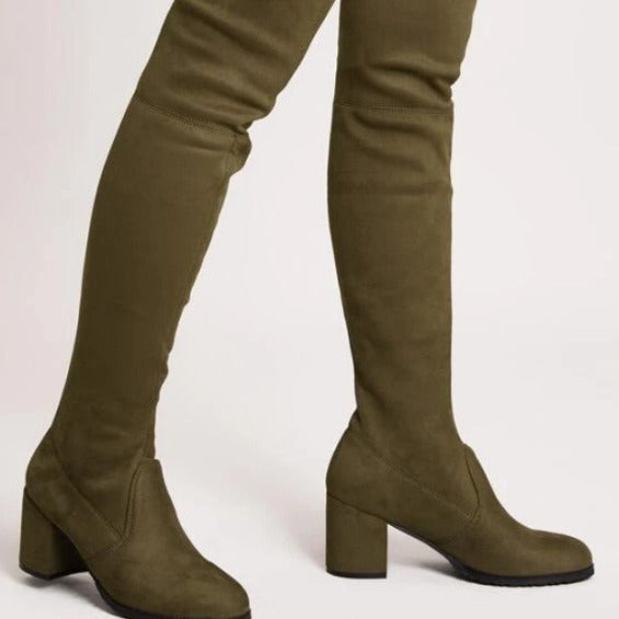 Mid-High Tube Chunky Heel High Heel British Style Fashion All-match Stretch Boots