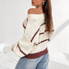 Sexy Off-the-shoulder Loose Striped Women's Sweater