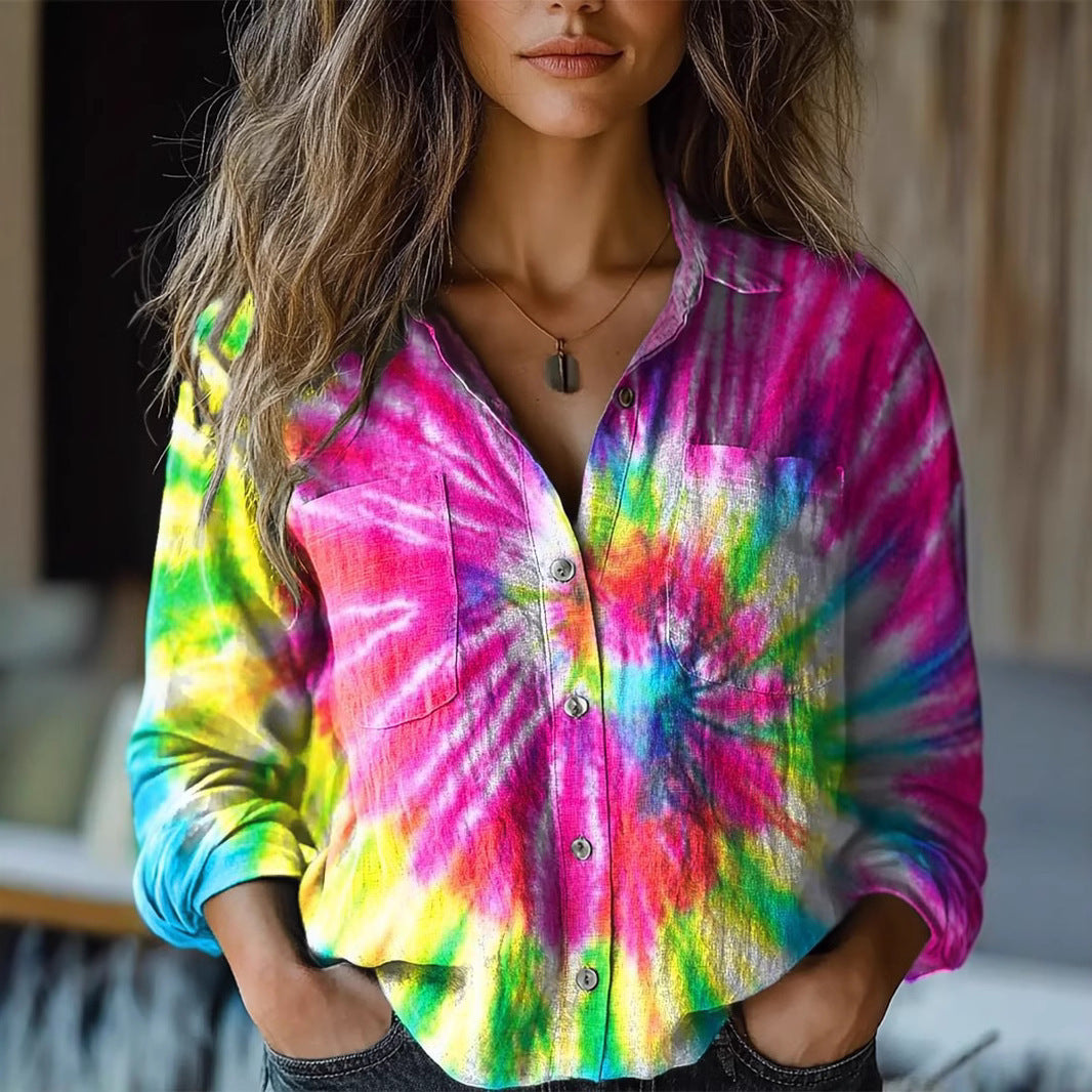 Camicetta a maniche lunghe da donna con stampa digitale 3D