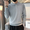 Lapel Long Sleeve Men's Retro Loose Casual Solid Color Sweater