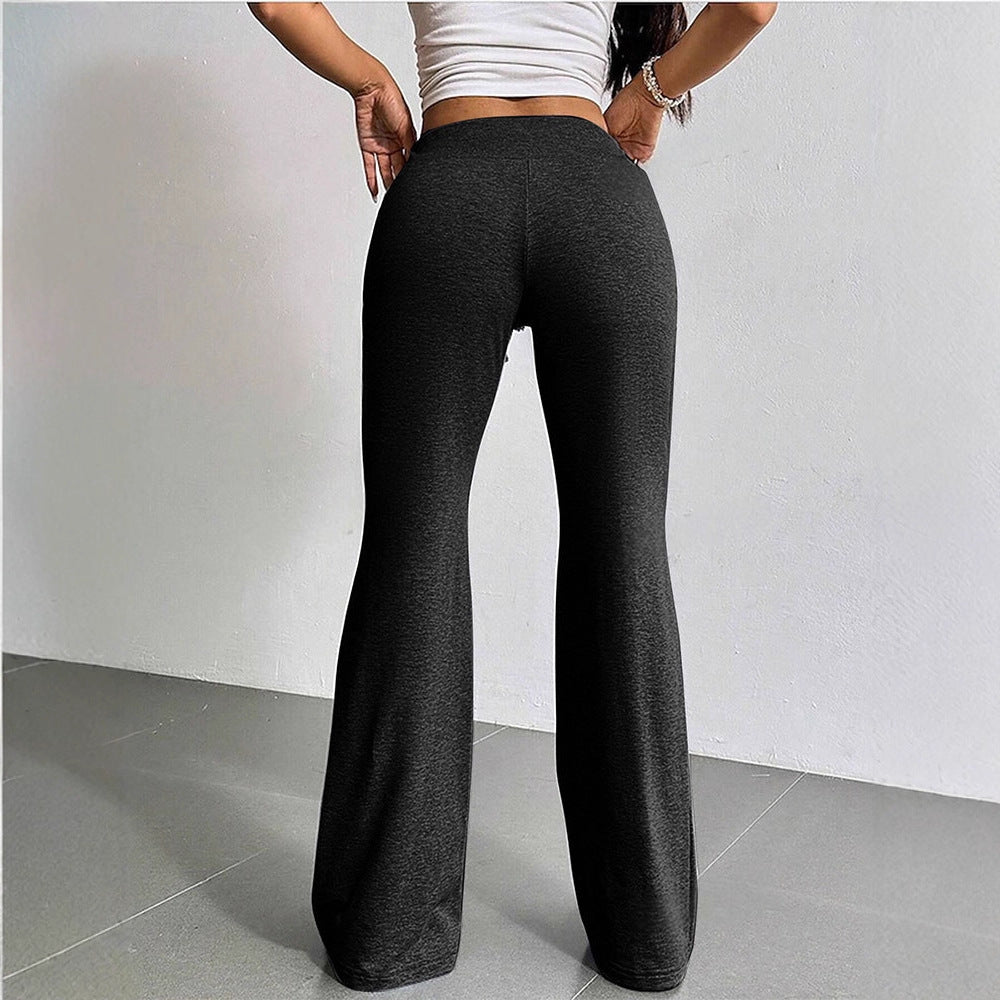 Women's Solid Color Spring High Waist Drawstring Straight Loose Casual Pants