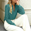 New V-neck Lace-trimmed Patchwork Long-sleeve Top