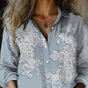 Camicetta a maniche lunghe da donna con stampa digitale 3D