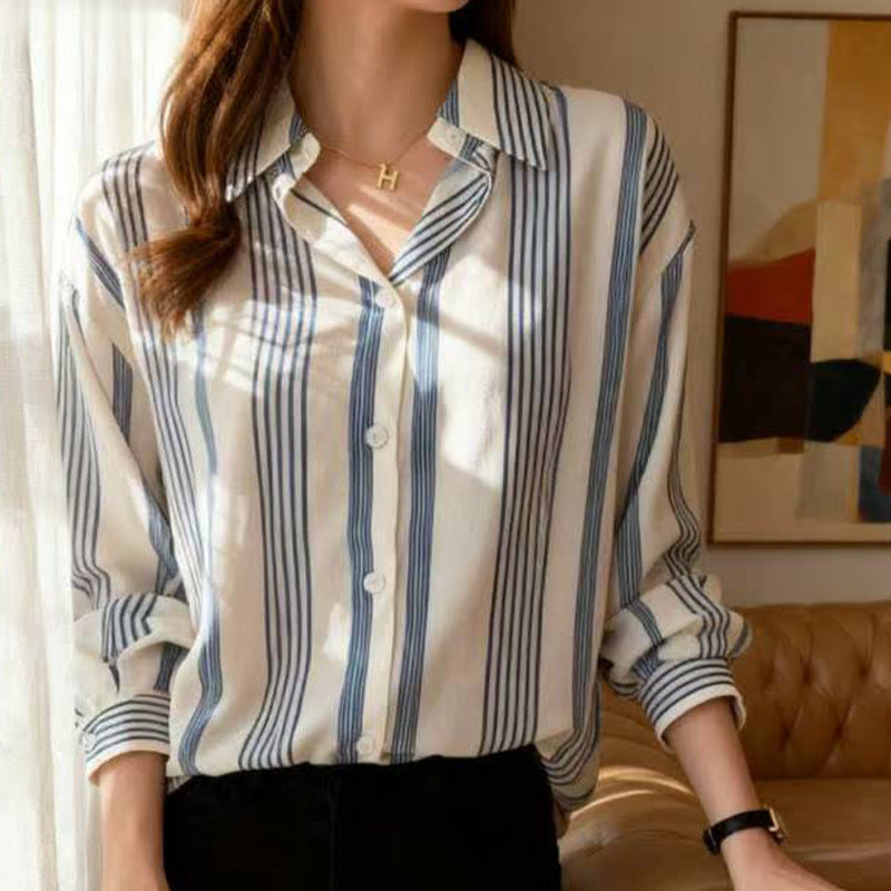 Camicia a maniche lunghe a righe, stile casual