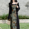 Retro National Style Beautiful Printed Tie-dye Dress Women's Two-piece Set