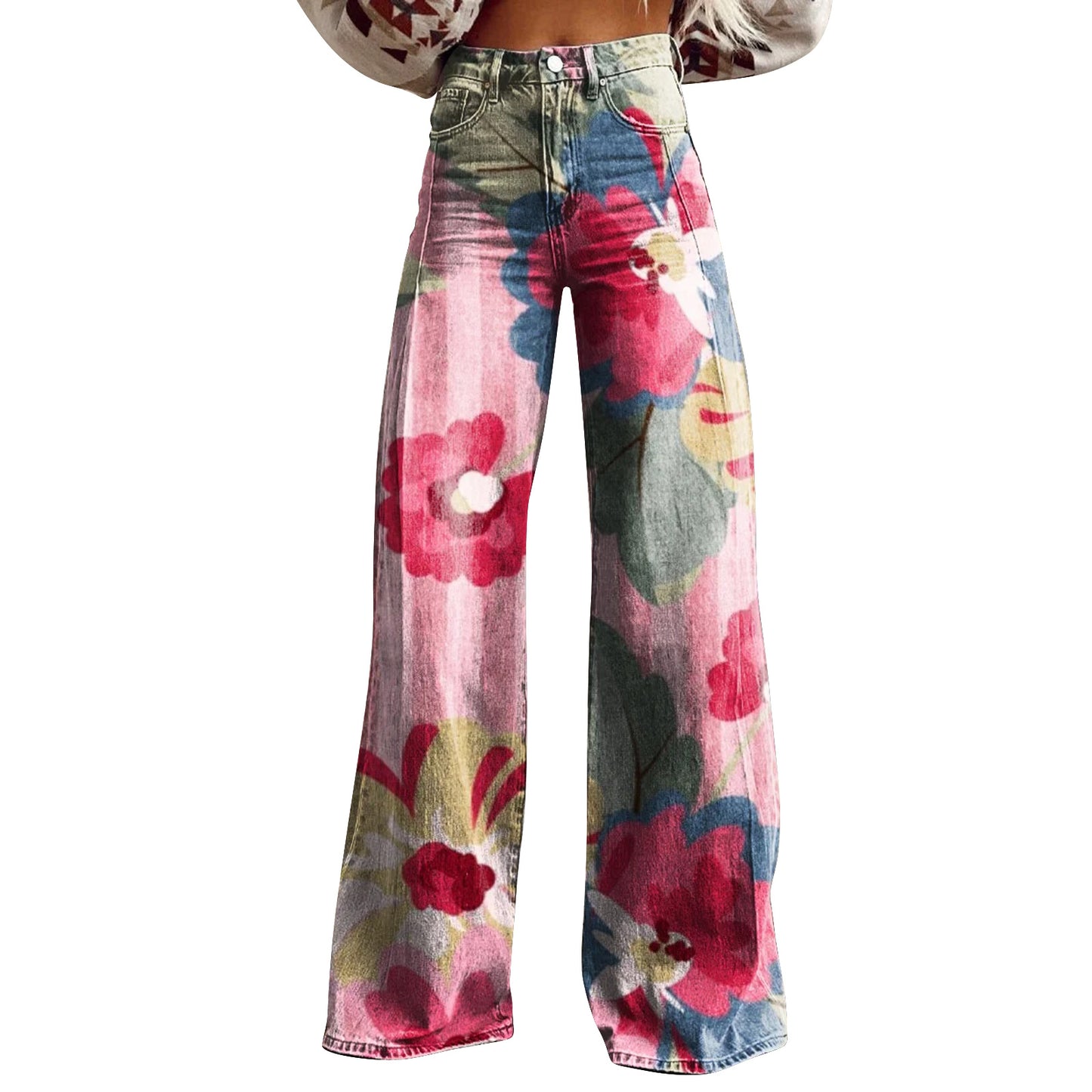 American And European-style Womens Flared Denim Jeans Made From Pure Cotton