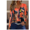 Elegant Abstract Painting V-neck Long Sleeve T-shirt