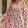 Womens Floral Patchwork Long Sleeve Dress