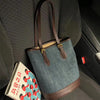 Denim Patchwork Handbag Large Capacity Retro One-shoulder Bucket Bag