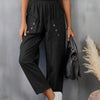 Women's Cotton And Linen Trousers Fashion Street Style Solid Color Pocket Elastic Waist Comfortable Casual Pants