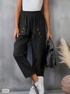 Women's Cotton And Linen Trousers Fashion Street Style Solid Color Pocket Elastic Waist Comfortable Casual Pants