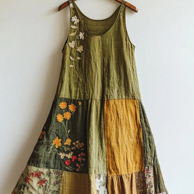 Womens Fashion Sleeveless Crew-Neck 3D Printed Dress