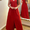 Womens Solid Color V Neck Sleeveless Casual Loose Cotton Linen Dress