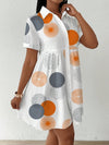 Clasi Button-Front Short Sleeve All-Over Print Casual Short Dress Women Shirt
