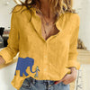 Camicia da donna a maniche lunghe con stampa di elefanti