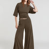 Womens Casual Slim-Fit Loose Wide-Leg Pants Set