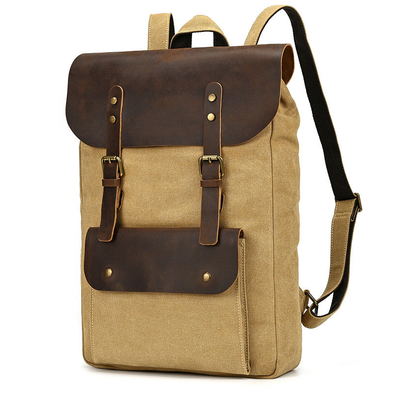 New Canvas Leather Large Capacity Backpack