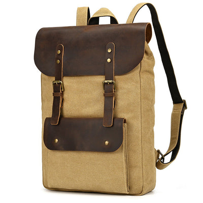 New Canvas Leather Large Capacity Backpack