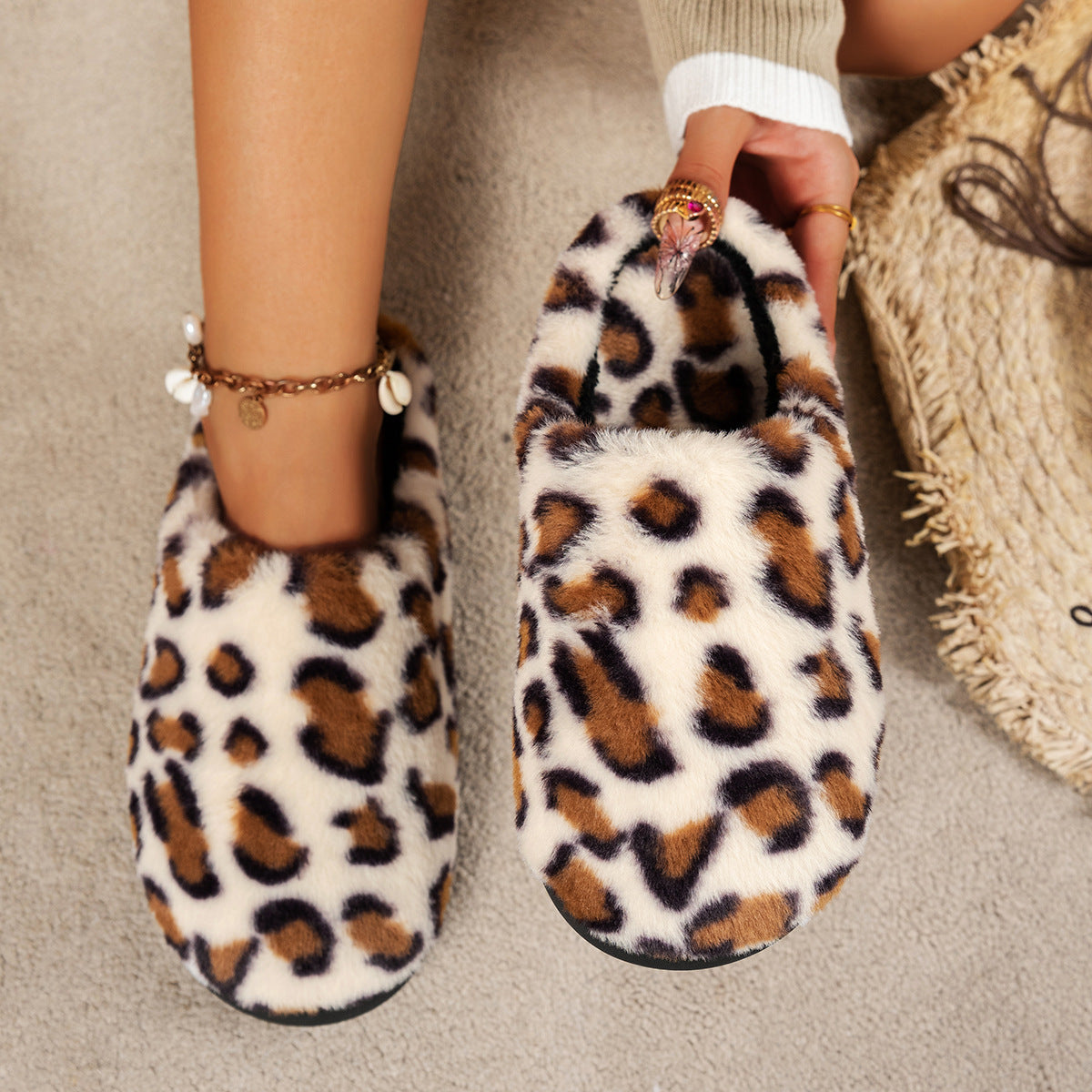 Fashion Leopard Design Cotton Slippers