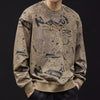 Round Neck Print Sweatshirt Long Sleeve Men's