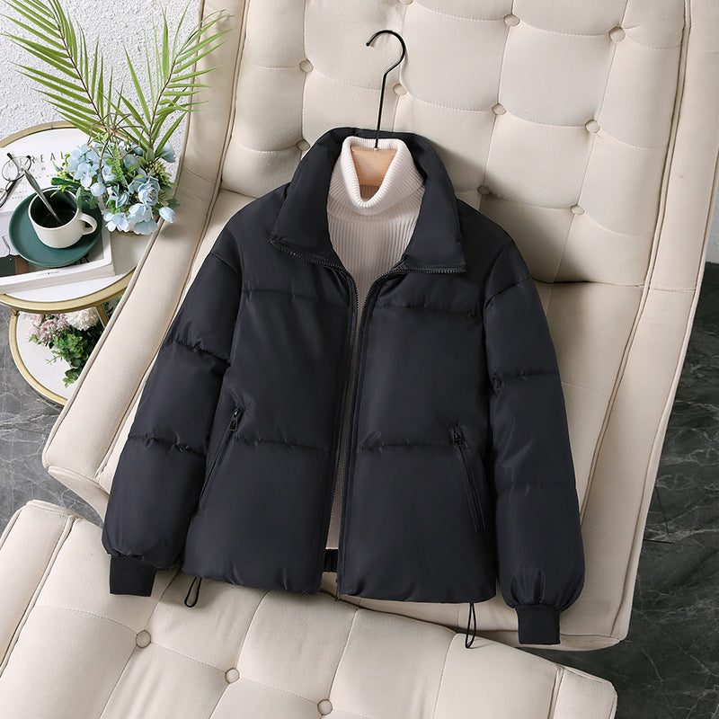 Short Korean Style Loose Stand Collar Puffer Jacket Versatile Commuter Style