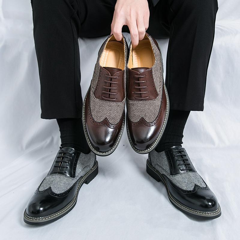 Fashion Brogue Men's Korean-style Casual Formal Wear Leather Shoes