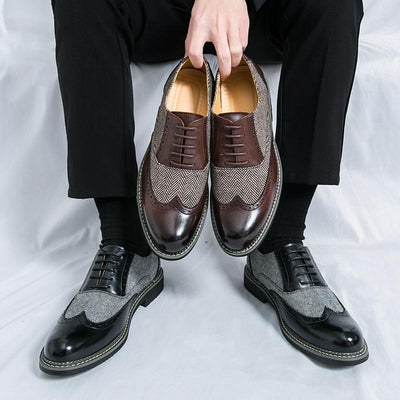 Fashion Brogue Men's Korean-style Casual Formal Wear Leather Shoes