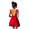 Elegant Red Evening Gown With A Bold Open Back Sleeveless Spaghetti Strap A Line Dress
