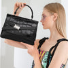 Elegant Lightweight Leather Alligator Print Handbag