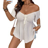 Womens Ruffled Hem Top With A Tie Waist At The Chest