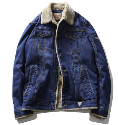 Winter Men's Fleece Casual Denim Jacket