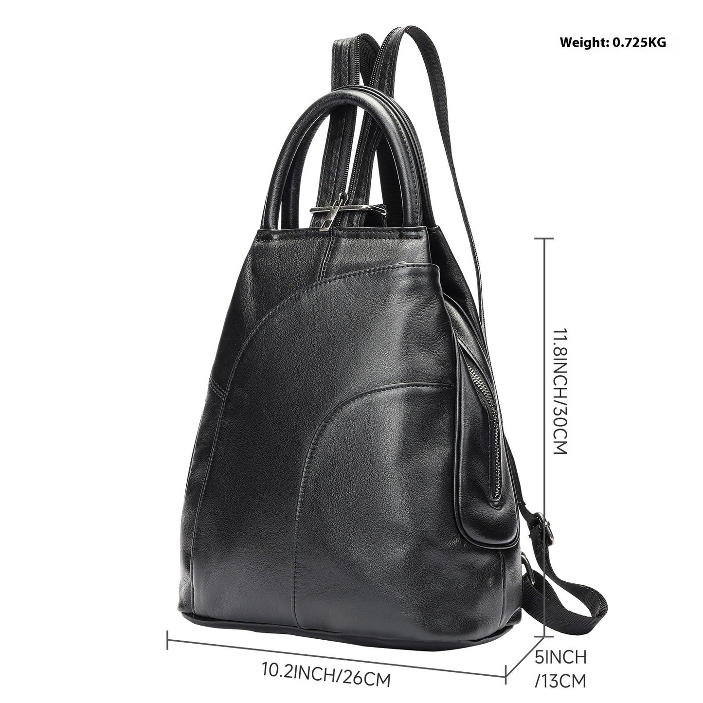 Zaino da donna multifunzionale in pelle bovina con primo strato, grande capacità