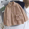 Lamb Wool Coat Female Fleece-lined Thick Loose