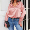 Versatile Satin Silk Button-Down Womens Blouse