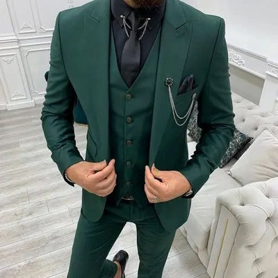 Abito da uomo completo a tre pezzi per ospite banchetto, taglie forti da uomo, vestibilità slim semplice